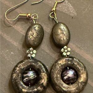 Elegant Gold and Black Dangle Earrings